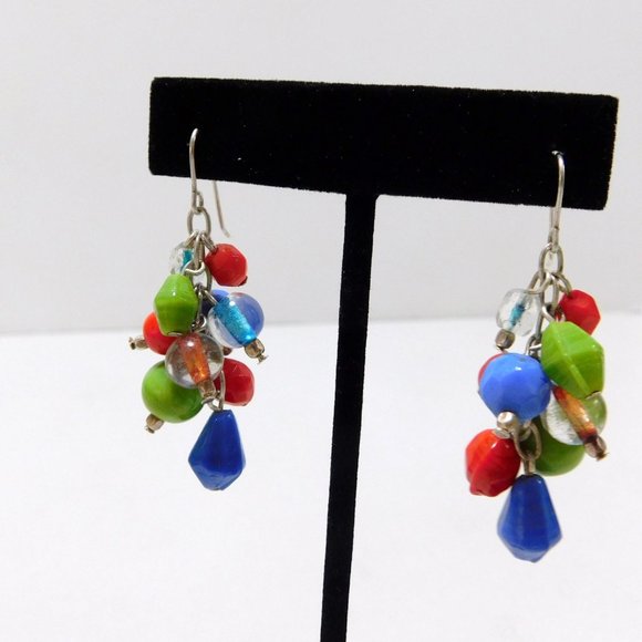 Beaded Cluster Dangle Earrings Multi Color - Picture 4 of 9